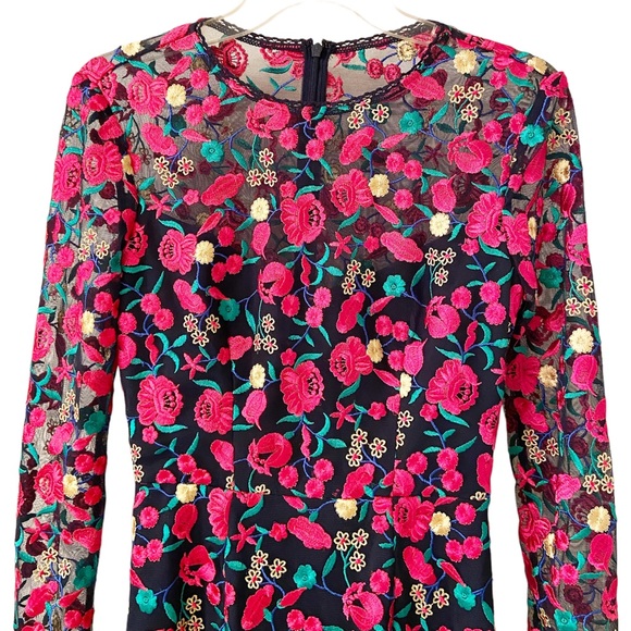 Dress the Population Sophia Embroidered Floral L Sleeve Bodycon Midi Dress XS - Picture 3 of 7